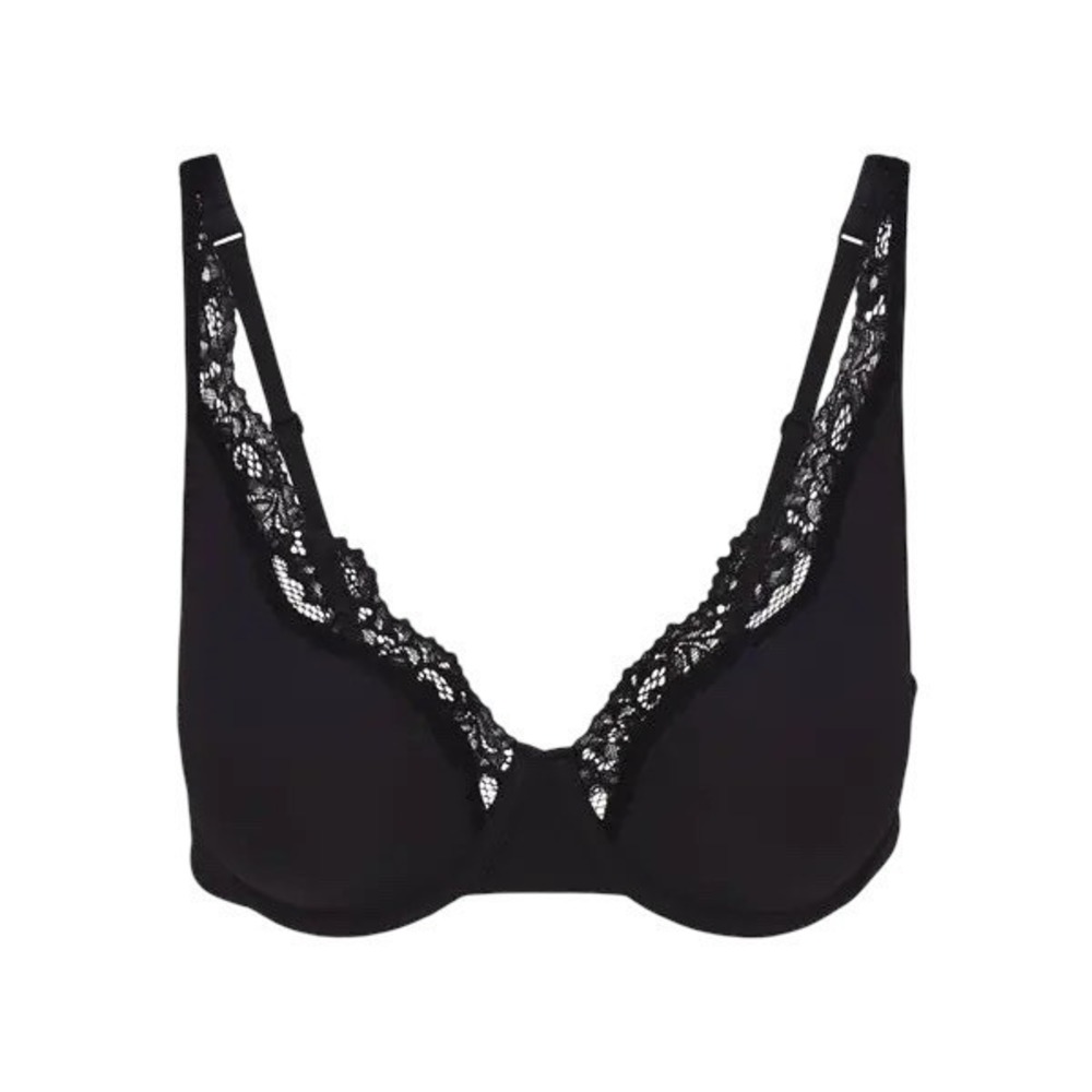 Skims Lace Lightly Lined Full Coverage Bra - Onyx - 40H- NWT
